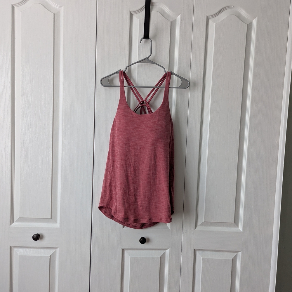 Lululemon Pink Strappy Workout Top With Built In Bra Size 8